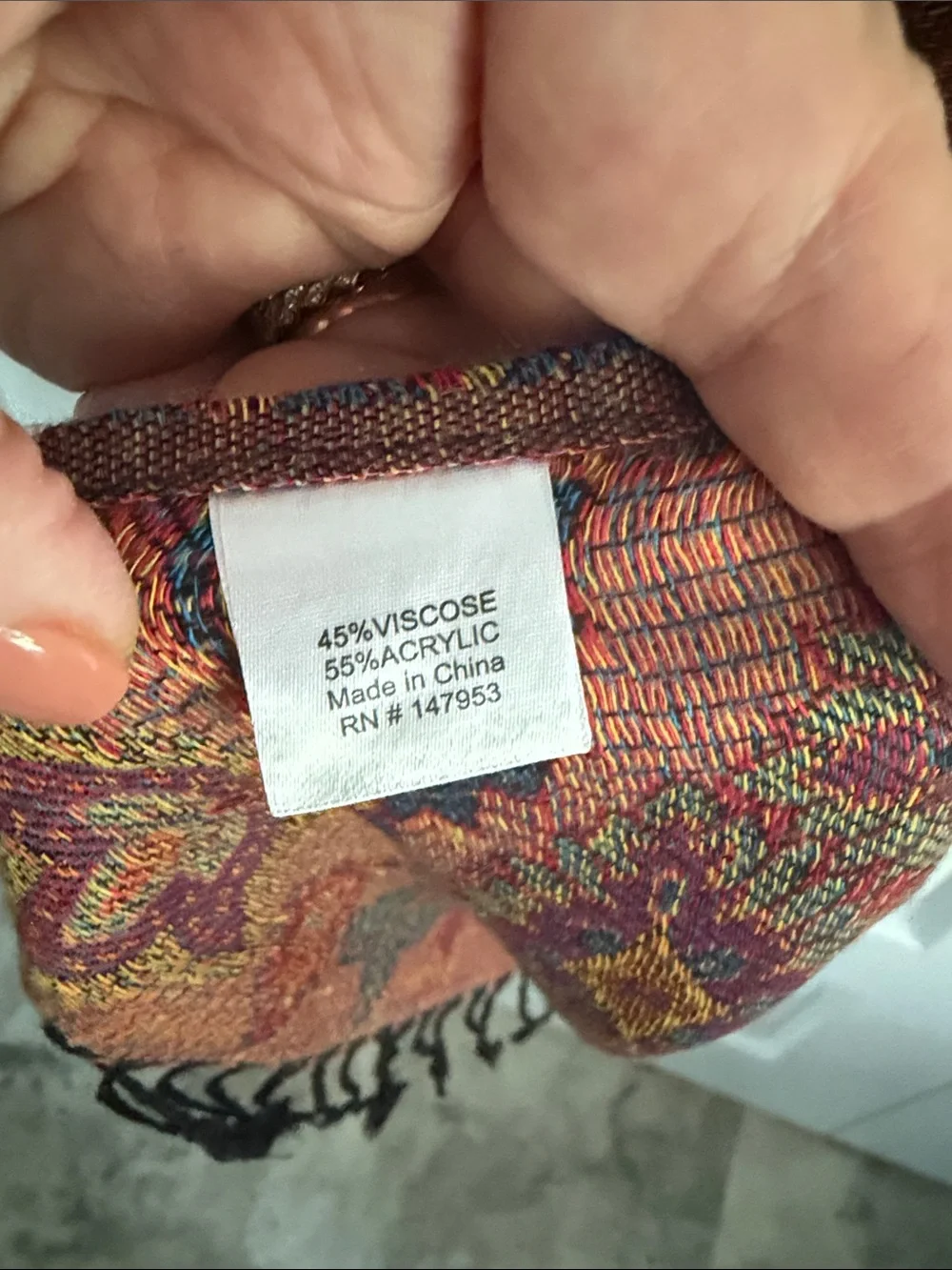 Paisley Fringe Throw Scarf - Multicolor
